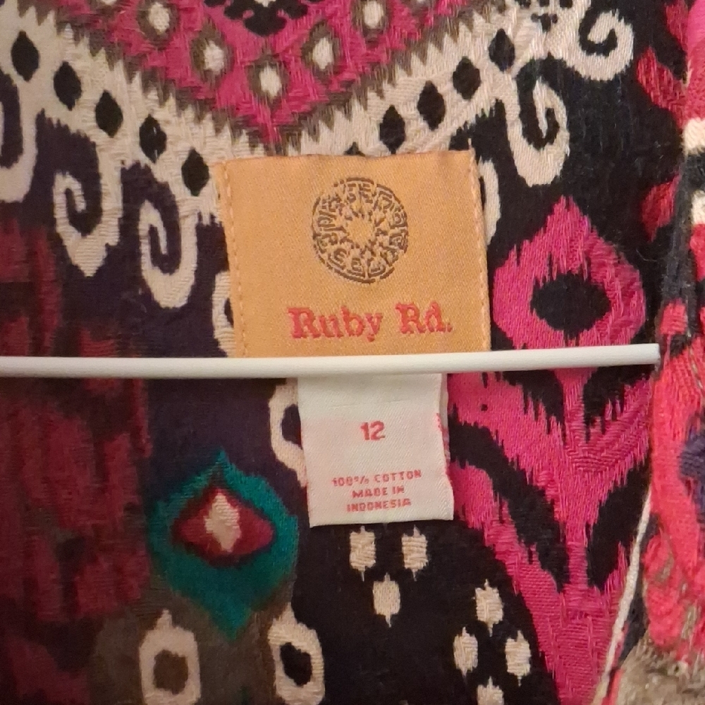 Boho Jacket: Ruby Rd. Multicolor Patterned %100 C… - image 4
